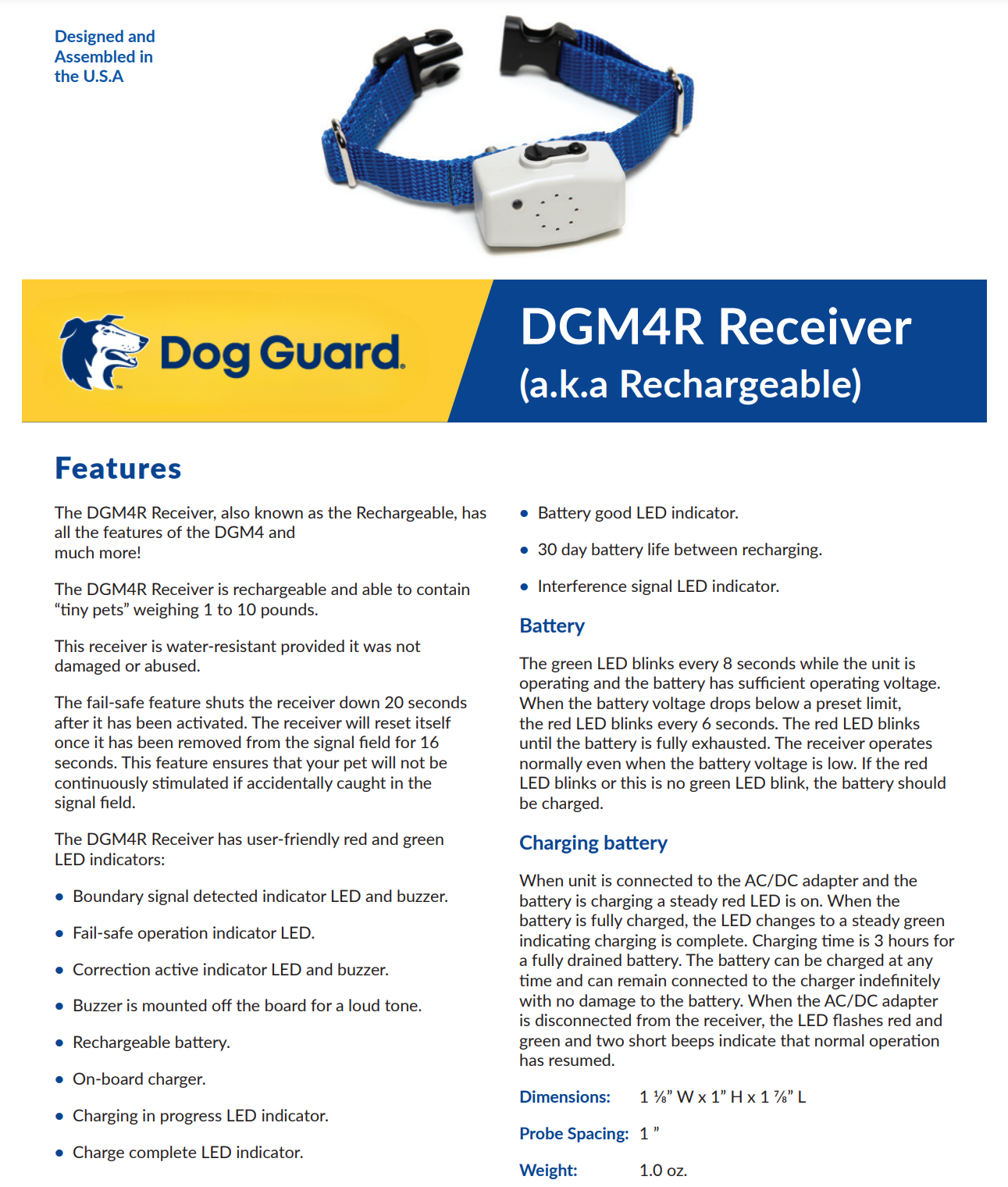 Dog Guard DGM4R Receiver (Rechargeable) with Charger